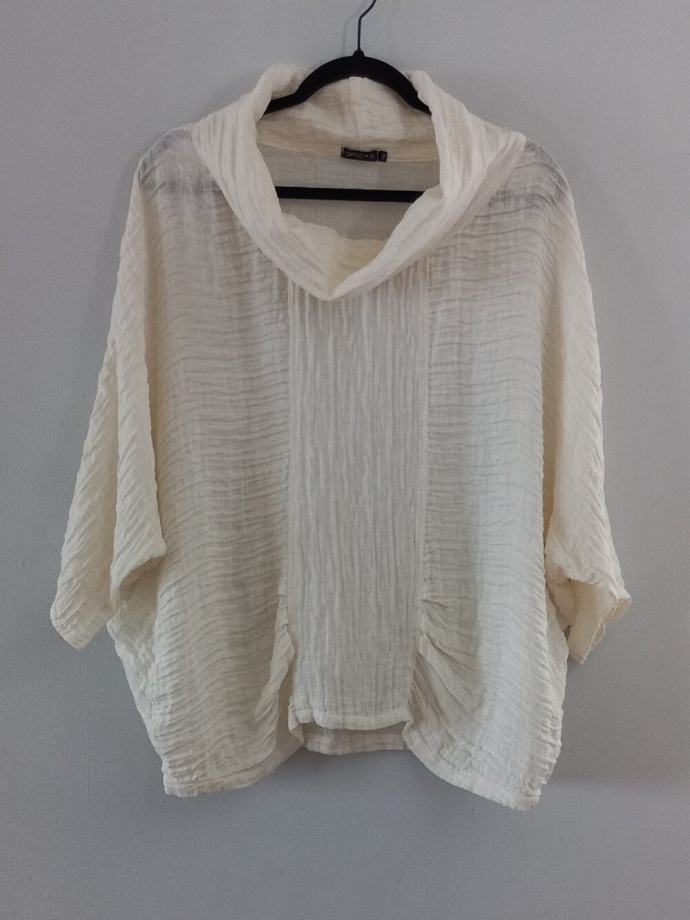 GRIZAS off white linen and silk cowl neck top